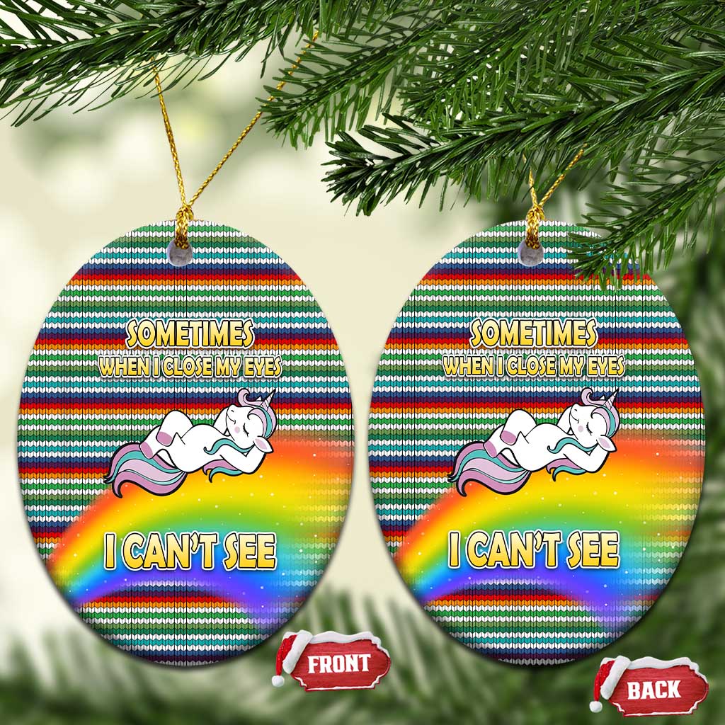 Funny Unicorn Sometimes When I Close My Eyes Christmas Ceramic Ornament Xmas Holiday Patterns - Wonder Print Shop