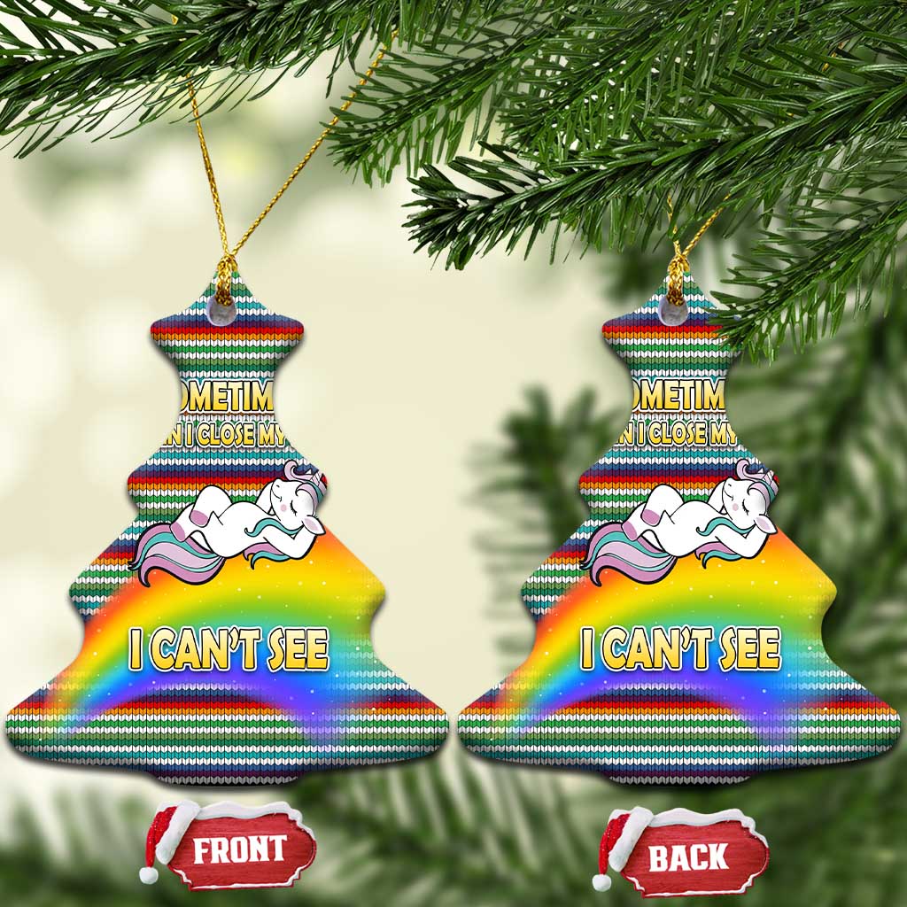 Funny Unicorn Sometimes When I Close My Eyes Christmas Ceramic Ornament Xmas Holiday Patterns - Wonder Print Shop