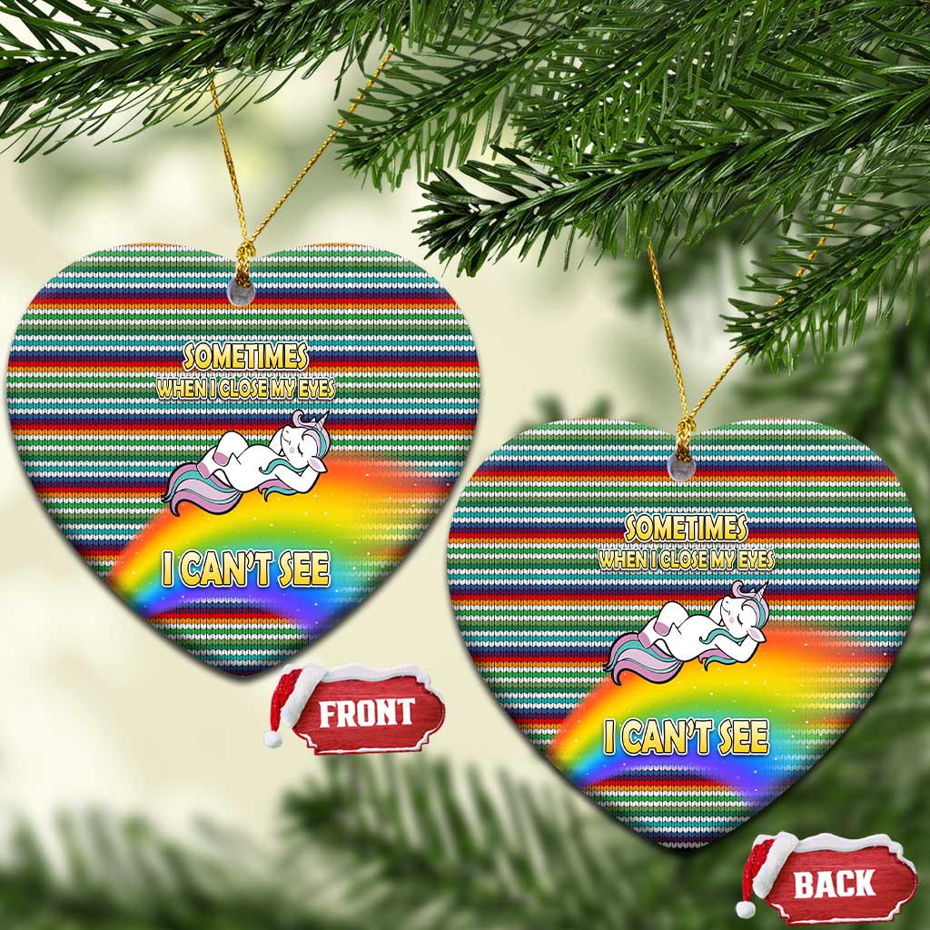 Funny Unicorn Sometimes When I Close My Eyes Christmas Ceramic Ornament Xmas Holiday Patterns - Wonder Print Shop