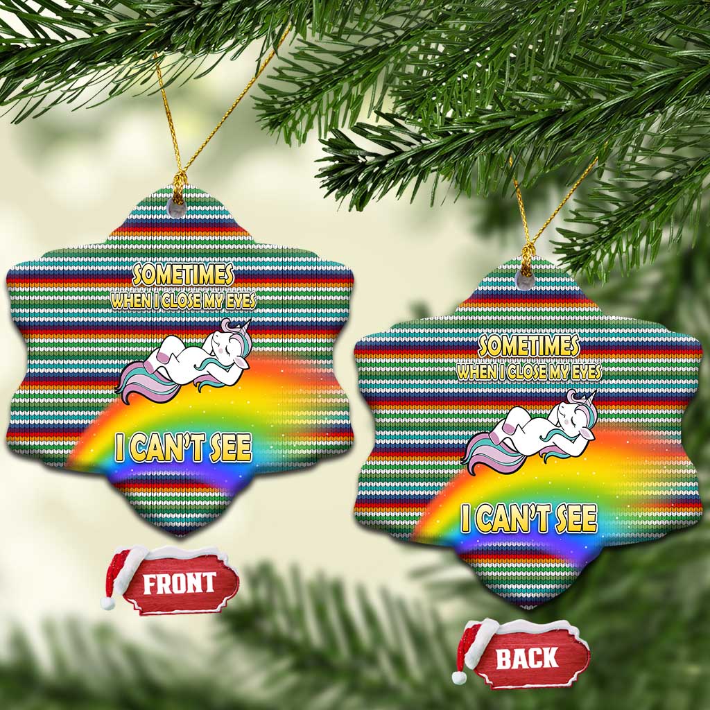 Funny Unicorn Sometimes When I Close My Eyes Christmas Ceramic Ornament Xmas Holiday Patterns - Wonder Print Shop