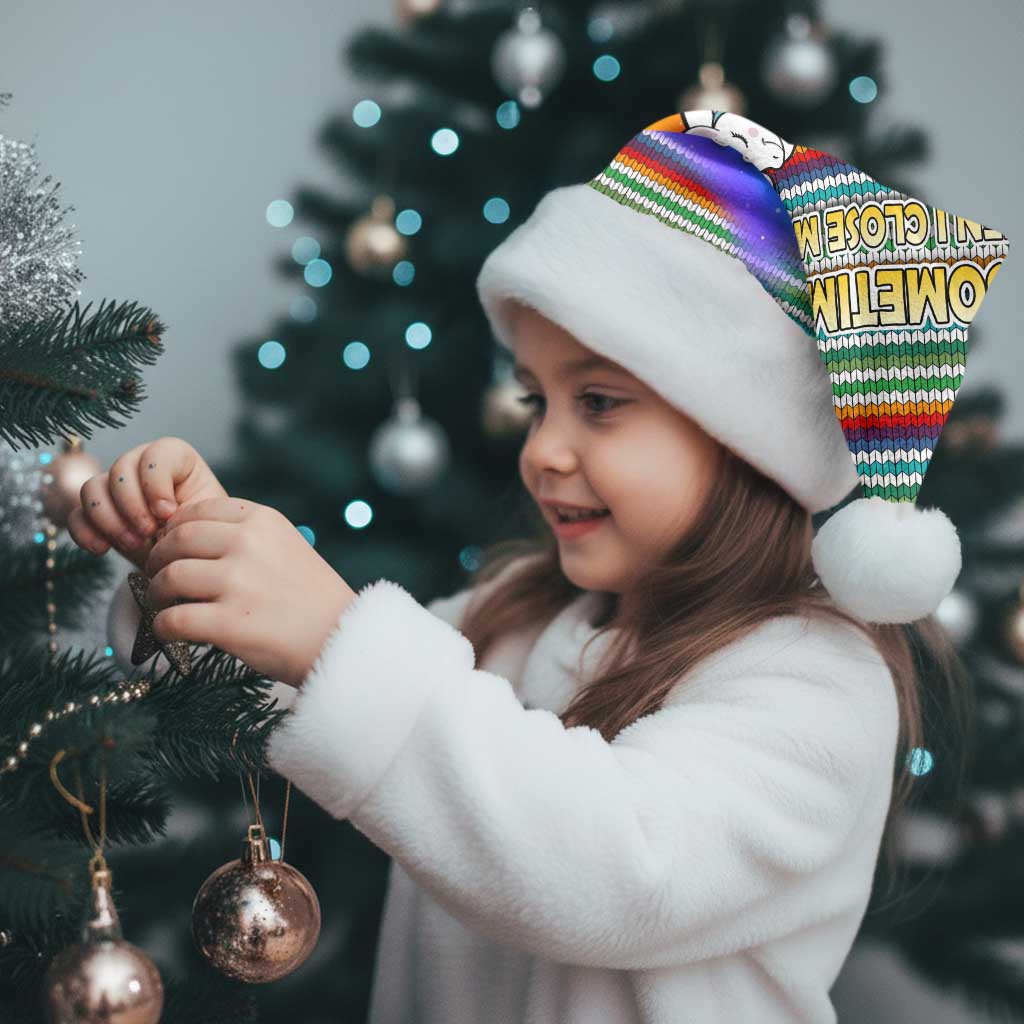 Funny Unicorn Sometimes When I Close My Eyes Christmas Santa Hat Xmas Holiday Patterns - Wonder Print Shop