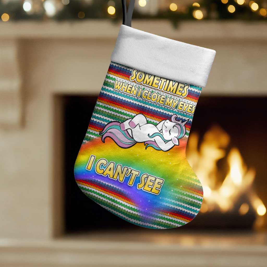 Funny Unicorn Sometimes When I Close My Eyes Christmas Stocking Xmas Holiday Patterns - Wonder Print Shop