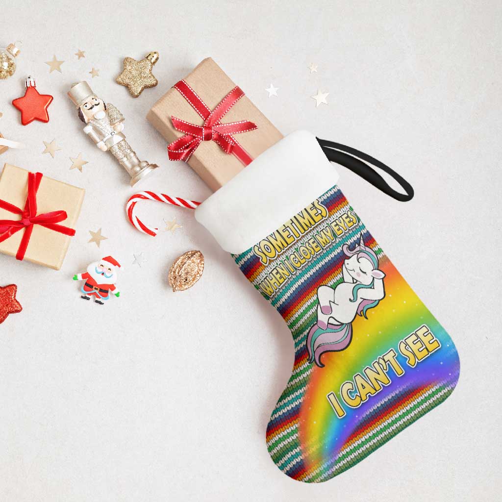 Funny Unicorn Sometimes When I Close My Eyes Christmas Stocking Xmas Holiday Patterns - Wonder Print Shop
