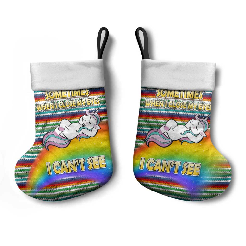 Funny Unicorn Sometimes When I Close My Eyes Christmas Stocking Xmas Holiday Patterns - Wonder Print Shop