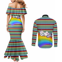 Funny Unicorn Sometimes When I Close My Eyes Christmas Couples Matching Mermaid Dress and Long Sleeve Button Shirt Xmas Holiday Patterns - Wonder Print Shop