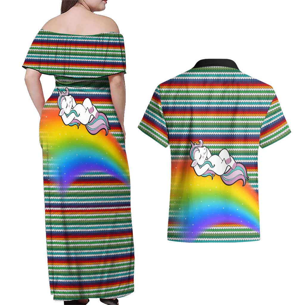 Funny Unicorn Sometimes When I Close My Eyes Christmas Couples Matching Off Shoulder Maxi Dress and Hawaiian Shirt Xmas Holiday Patterns - Wonder Print Shop
