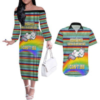 Funny Unicorn Sometimes When I Close My Eyes Christmas Couples Matching Off The Shoulder Long Sleeve Dress and Hawaiian Shirt Xmas Holiday Patterns - Wonder Print Shop