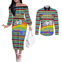 Funny Unicorn Sometimes When I Close My Eyes Christmas Couples Matching Off The Shoulder Long Sleeve Dress and Long Sleeve Button Shirt Xmas Holiday Patterns - Wonder Print Shop
