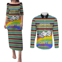 Funny Unicorn Sometimes When I Close My Eyes Christmas Couples Matching Puletasi and Long Sleeve Button Shirt Xmas Holiday Patterns - Wonder Print Shop