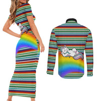 Funny Unicorn Sometimes When I Close My Eyes Christmas Couples Matching Short Sleeve Bodycon Dress and Long Sleeve Button Shirt Xmas Holiday Patterns - Wonder Print Shop