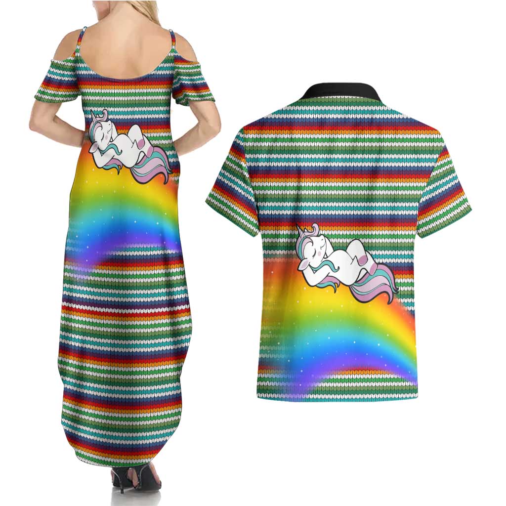 Funny Unicorn Sometimes When I Close My Eyes Christmas Couples Matching Summer Maxi Dress and Hawaiian Shirt Xmas Holiday Patterns - Wonder Print Shop