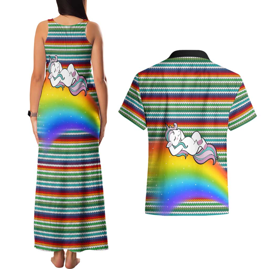 Funny Unicorn Sometimes When I Close My Eyes Christmas Couples Matching Tank Maxi Dress and Hawaiian Shirt Xmas Holiday Patterns - Wonder Print Shop