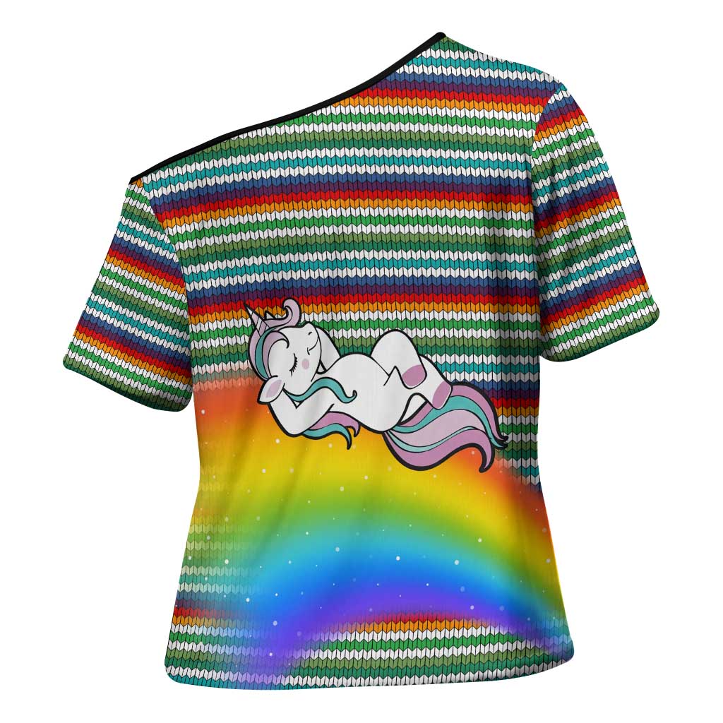 Funny Unicorn Sometimes When I Close My Eyes Christmas Cross Shoulder Shirt Xmas Holiday Patterns - Wonder Print Shop