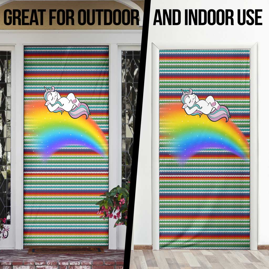 Funny Unicorn Sometimes When I Close My Eyes Christmas Door Cover Xmas Holiday Patterns - Wonder Print Shop
