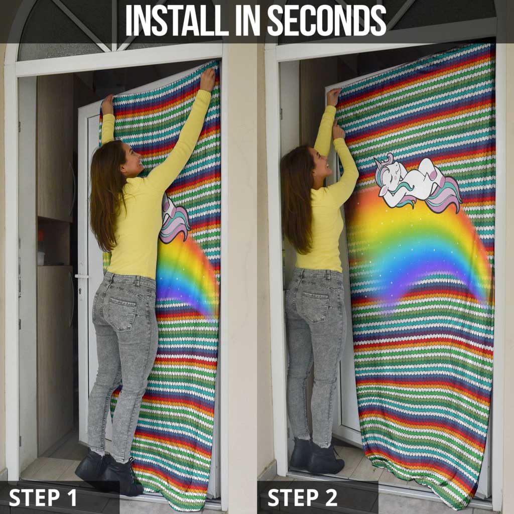 Funny Unicorn Sometimes When I Close My Eyes Christmas Door Cover Xmas Holiday Patterns - Wonder Print Shop