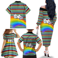 Funny Unicorn Sometimes When I Close My Eyes Christmas Family Matching Off The Shoulder Long Sleeve Dress and Hawaiian Shirt Xmas Holiday Patterns - Wonder Print Shop