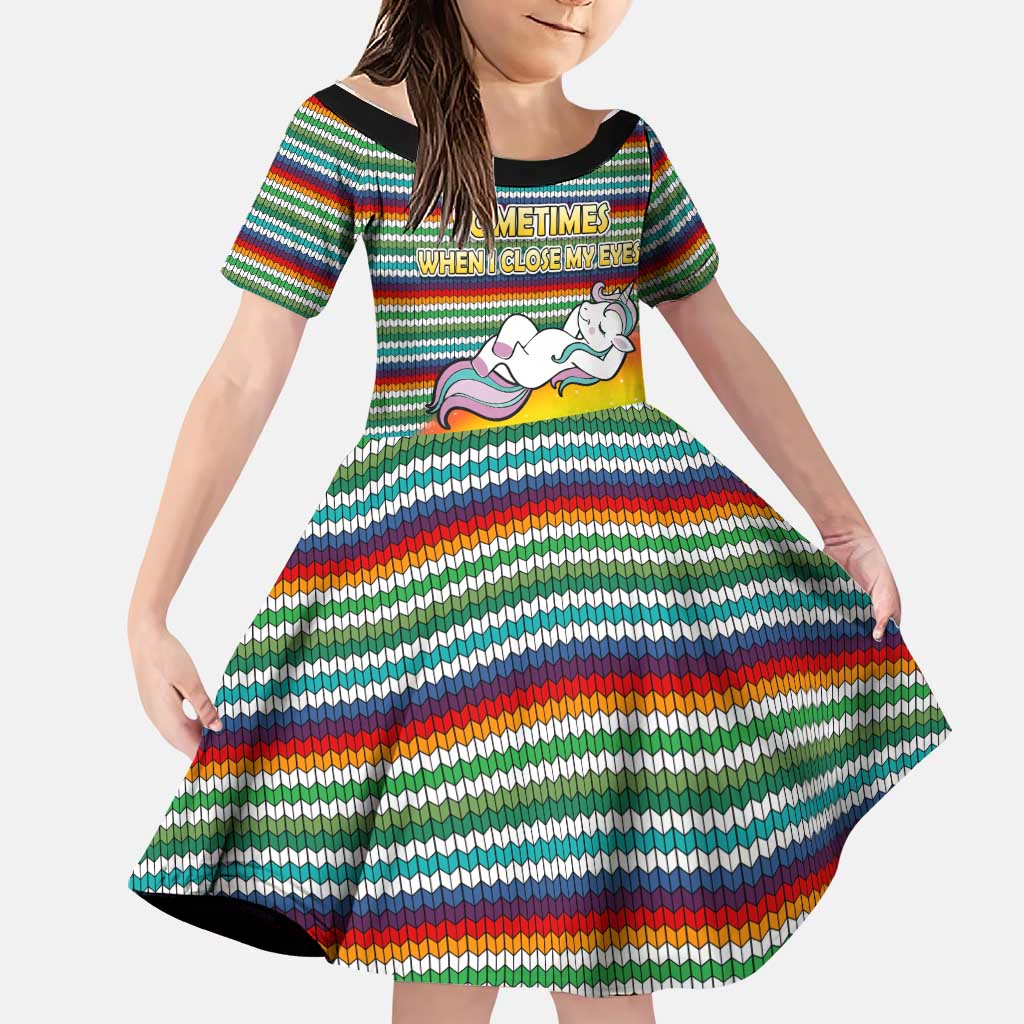 Funny Unicorn Sometimes When I Close My Eyes Christmas Family Matching Off Shoulder Maxi Dress and Hawaiian Shirt Xmas Holiday Patterns - Wonder Print Shop