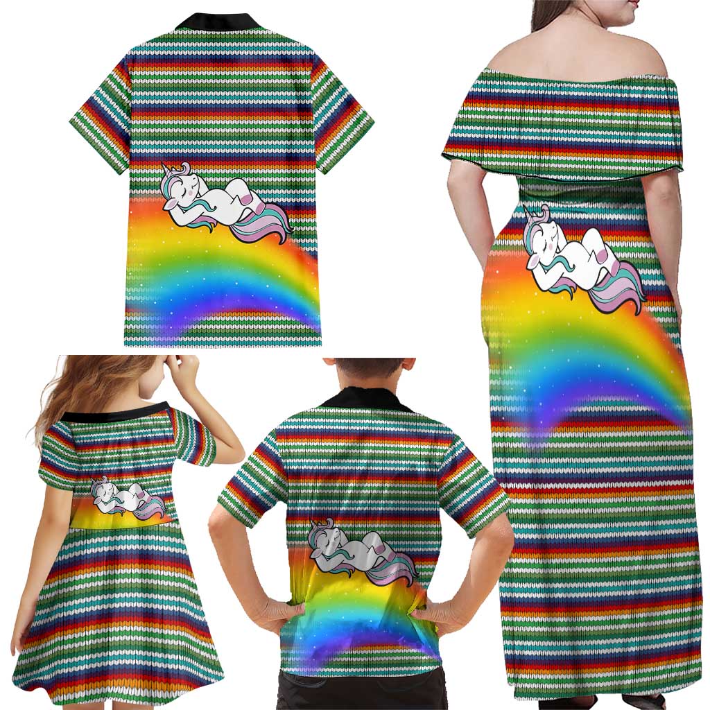 Funny Unicorn Sometimes When I Close My Eyes Christmas Family Matching Off Shoulder Maxi Dress and Hawaiian Shirt Xmas Holiday Patterns - Wonder Print Shop