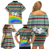 Funny Unicorn Sometimes When I Close My Eyes Christmas Family Matching Off Shoulder Short Dress and Hawaiian Shirt Xmas Holiday Patterns - Wonder Print Shop