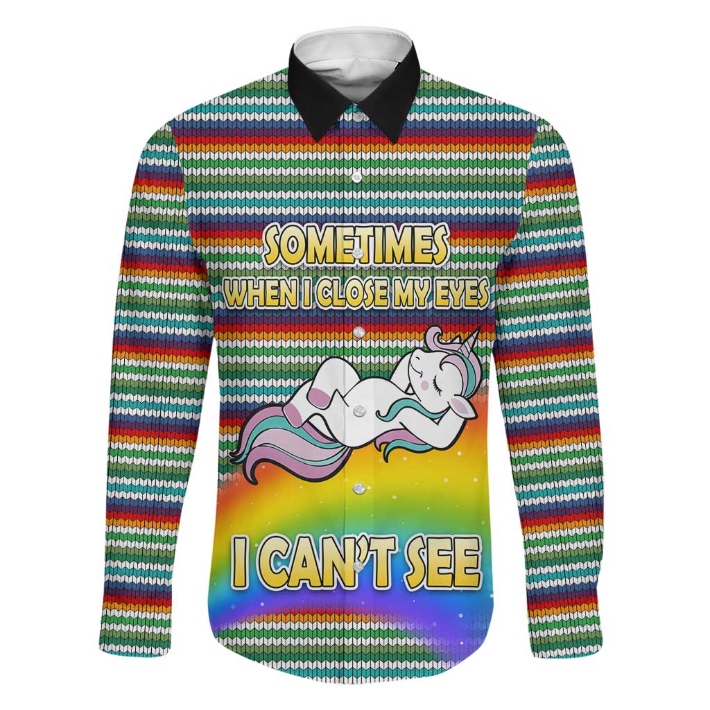 Funny Unicorn Sometimes When I Close My Eyes Christmas Family Matching Off Shoulder Short Dress and Hawaiian Shirt Xmas Holiday Patterns - Wonder Print Shop
