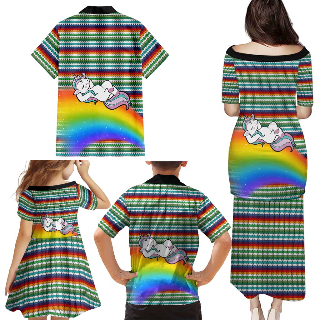 Funny Unicorn Sometimes When I Close My Eyes Christmas Family Matching Puletasi and Hawaiian Shirt Xmas Holiday Patterns - Wonder Print Shop