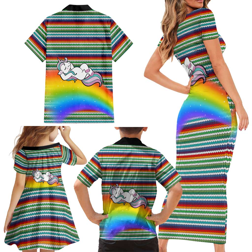 Funny Unicorn Sometimes When I Close My Eyes Christmas Family Matching Short Sleeve Bodycon Dress and Hawaiian Shirt Xmas Holiday Patterns - Wonder Print Shop