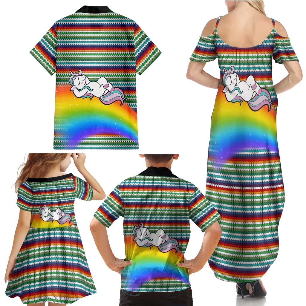 Funny Unicorn Sometimes When I Close My Eyes Christmas Family Matching Summer Maxi Dress and Hawaiian Shirt Xmas Holiday Patterns - Wonder Print Shop