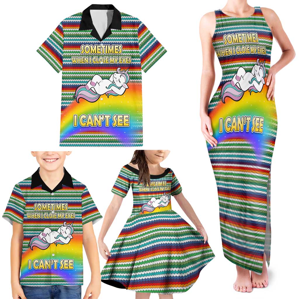 Funny Unicorn Sometimes When I Close My Eyes Christmas Family Matching Tank Maxi Dress and Hawaiian Shirt Xmas Holiday Patterns - Wonder Print Shop