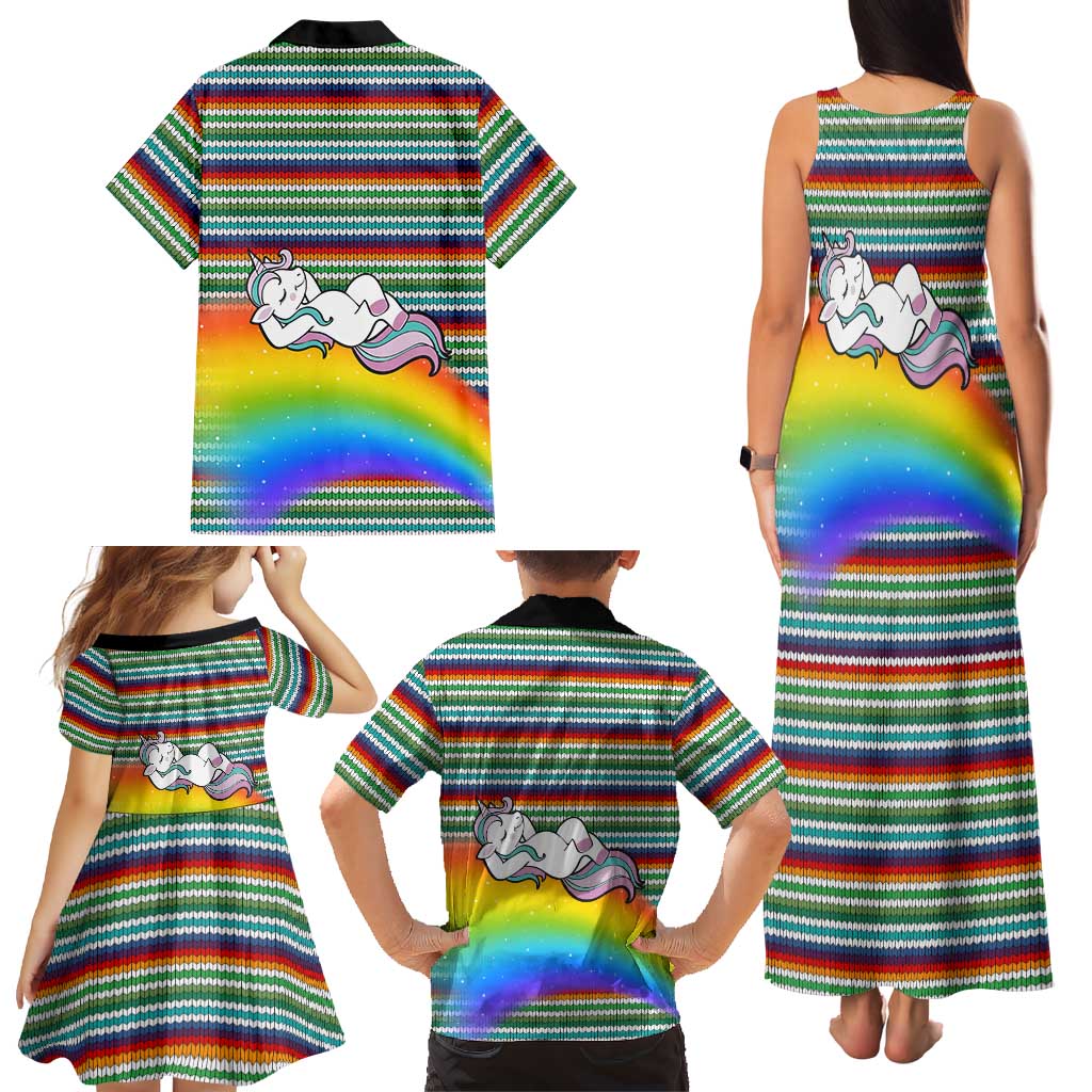 Funny Unicorn Sometimes When I Close My Eyes Christmas Family Matching Tank Maxi Dress and Hawaiian Shirt Xmas Holiday Patterns - Wonder Print Shop
