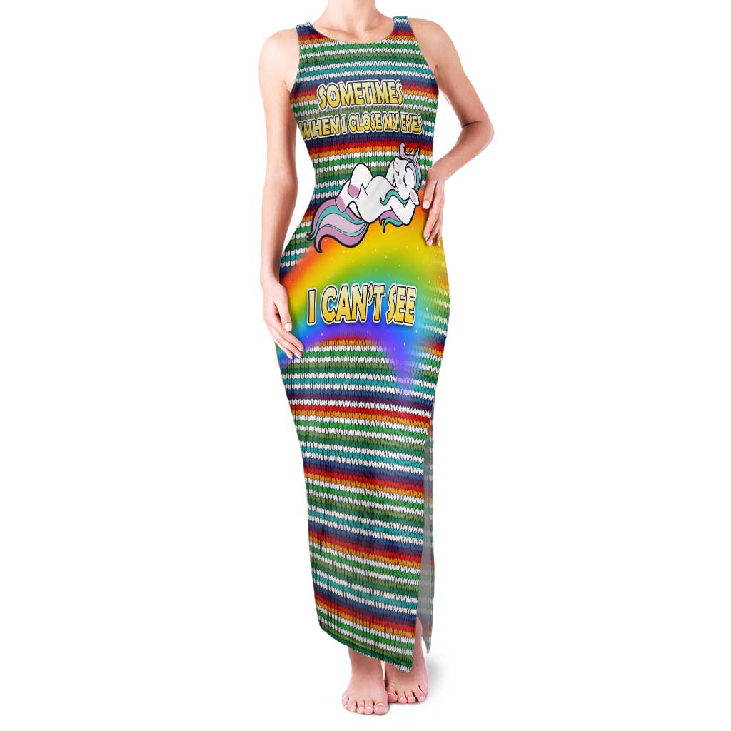 Funny Unicorn Sometimes When I Close My Eyes Christmas Family Matching Tank Maxi Dress and Hawaiian Shirt Xmas Holiday Patterns - Wonder Print Shop