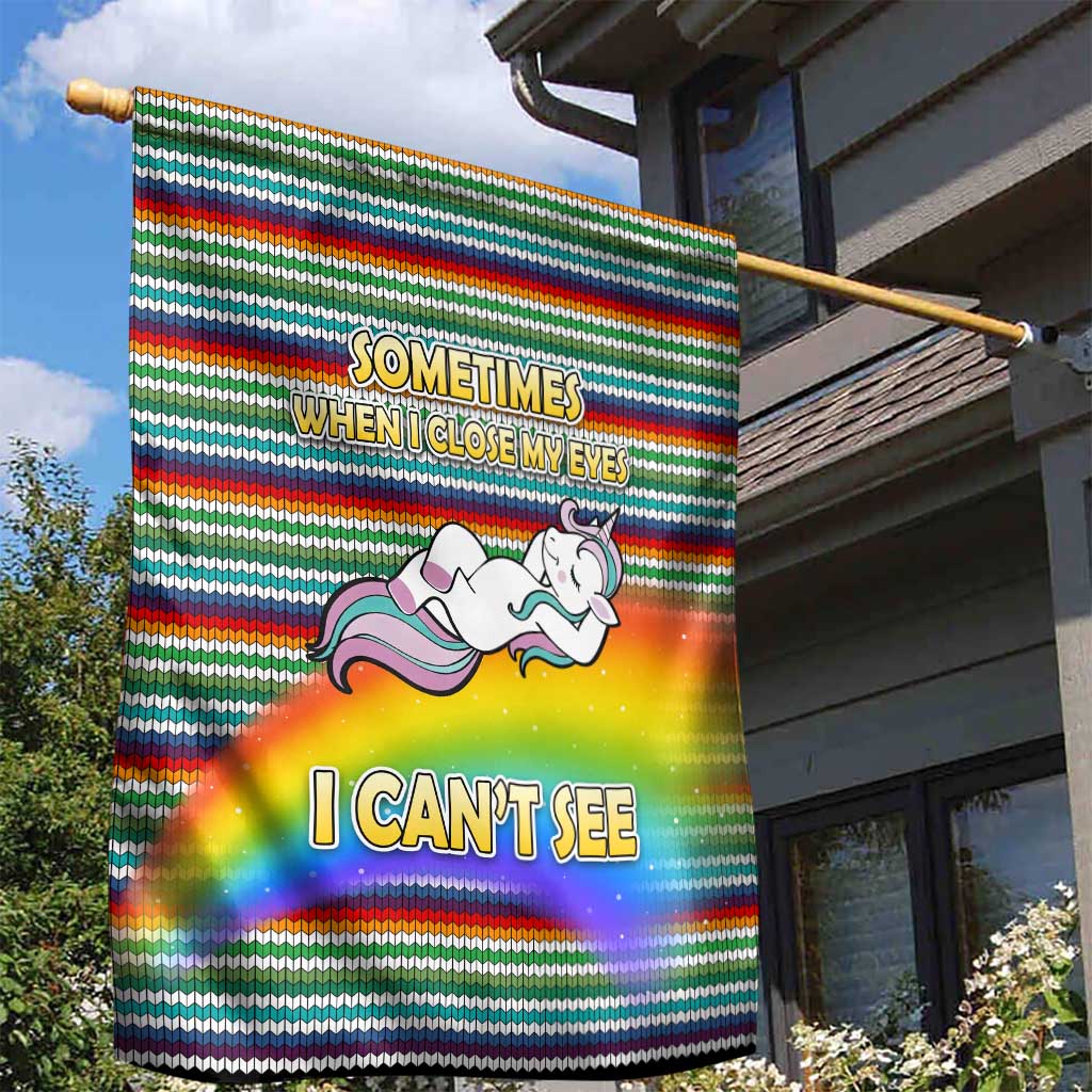 Funny Unicorn Sometimes When I Close My Eyes Christmas Garden Flag Xmas Holiday Patterns - Wonder Print Shop