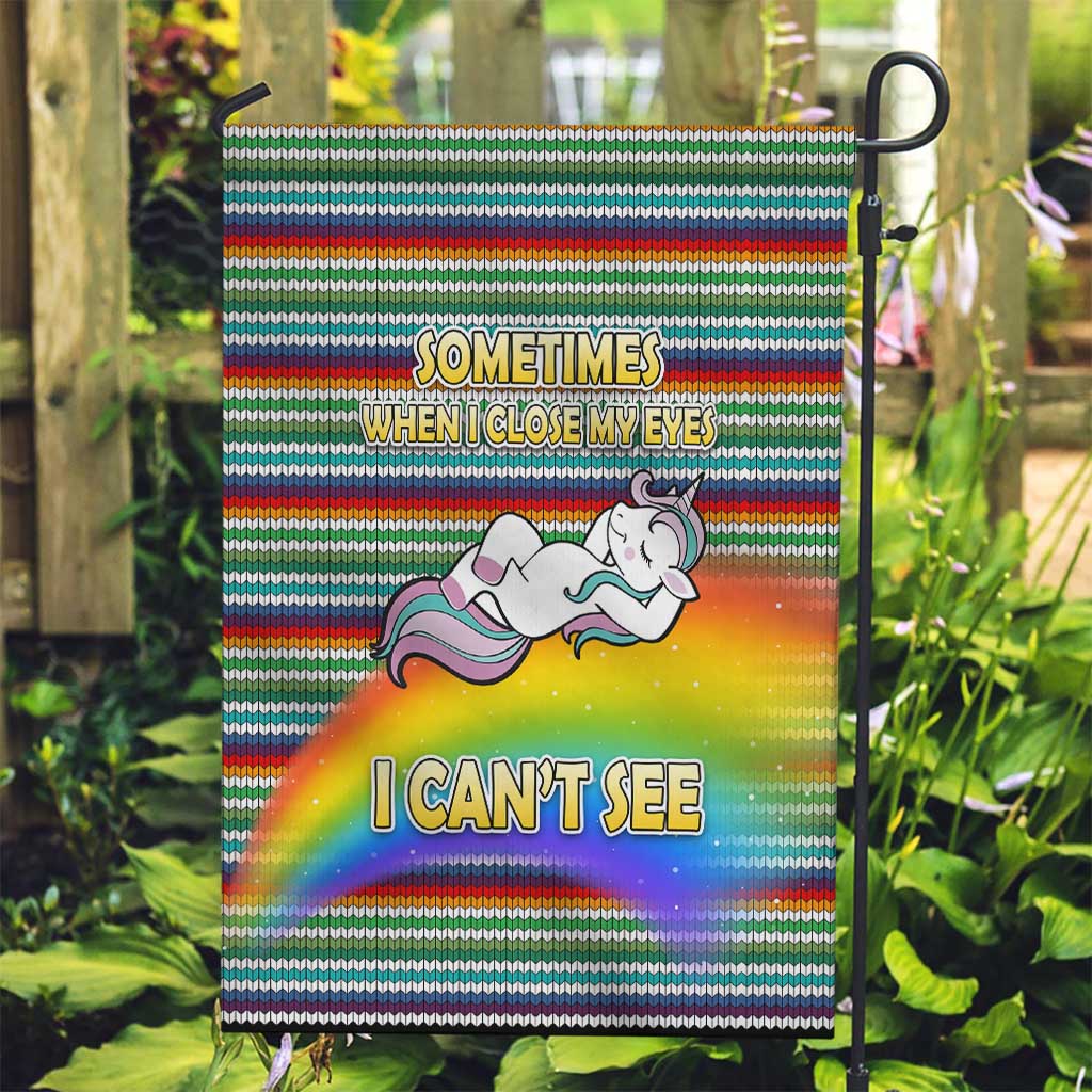 Funny Unicorn Sometimes When I Close My Eyes Christmas Garden Flag Xmas Holiday Patterns - Wonder Print Shop
