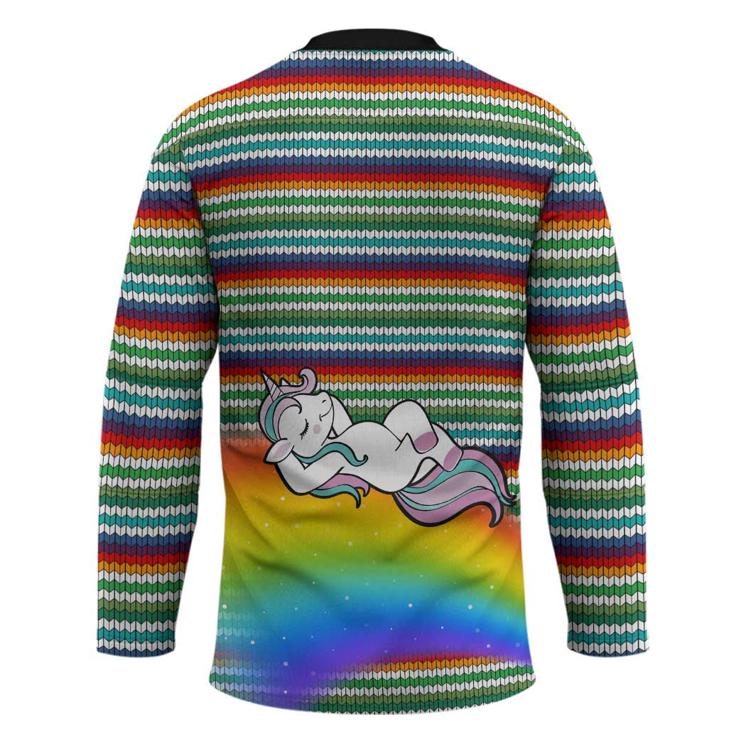 Funny Unicorn Sometimes When I Close My Eyes Christmas Hockey Jersey Xmas Holiday Patterns - Wonder Print Shop