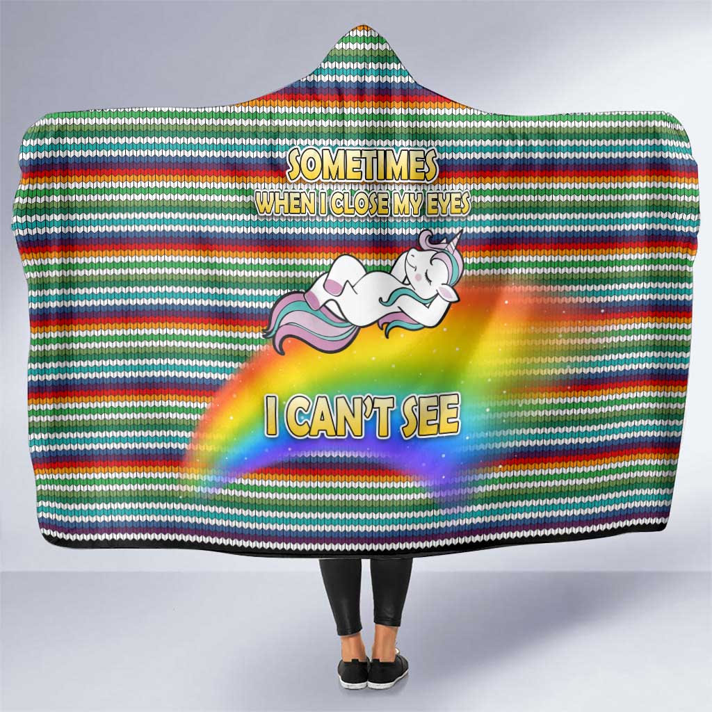 Funny Unicorn Sometimes When I Close My Eyes Christmas Hooded Blanket Xmas Holiday Patterns - Wonder Print Shop