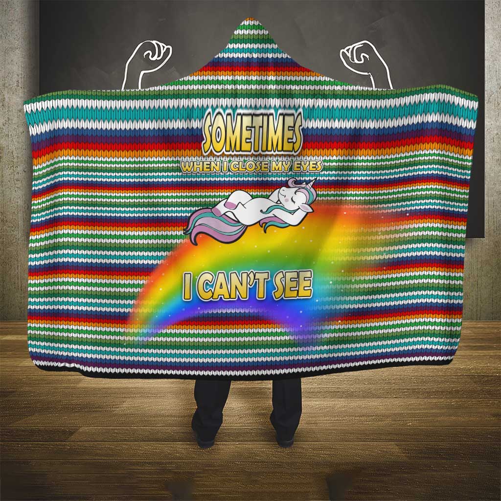 Funny Unicorn Sometimes When I Close My Eyes Christmas Hooded Blanket Xmas Holiday Patterns - Wonder Print Shop