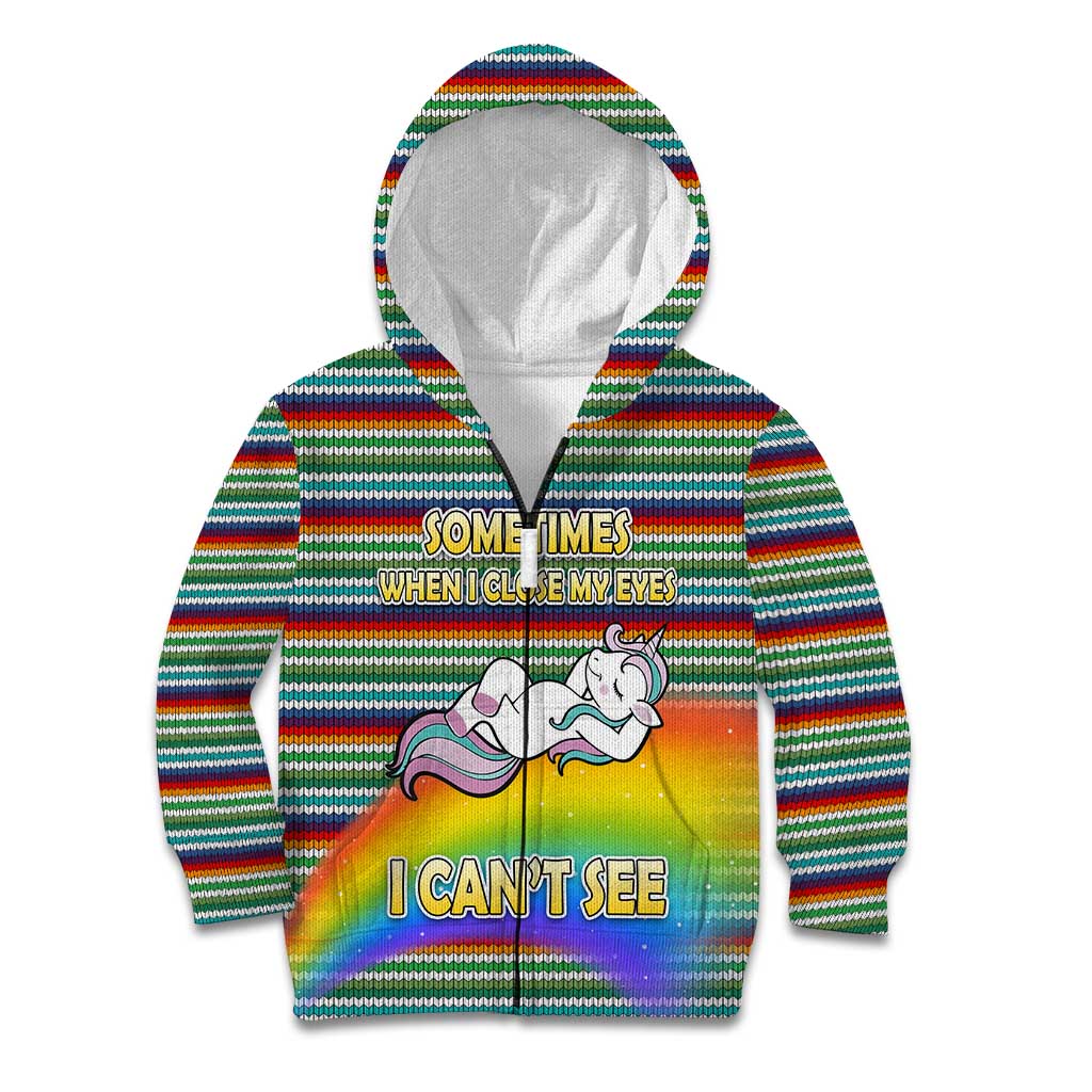 Funny Unicorn Sometimes When I Close My Eyes Christmas Kid Hoodie Xmas Holiday Patterns - Wonder Print Shop