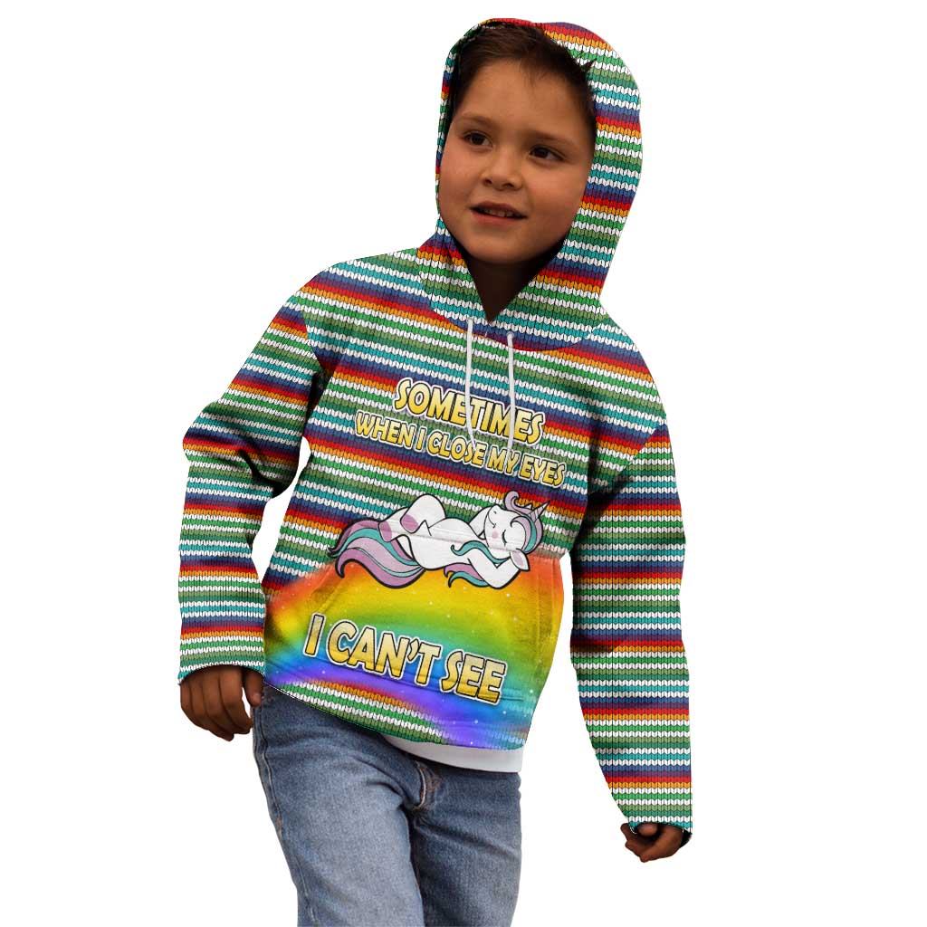 Funny Unicorn Sometimes When I Close My Eyes Christmas Kid Hoodie Xmas Holiday Patterns - Wonder Print Shop
