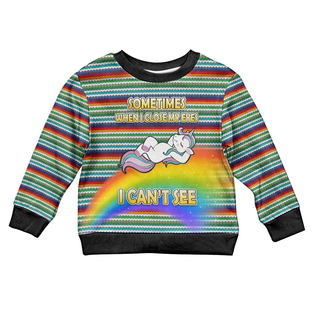 Funny Unicorn Sometimes When I Close My Eyes Christmas Kid Ugly Christmas Sweater Xmas Holiday Patterns - Wonder Print Shop