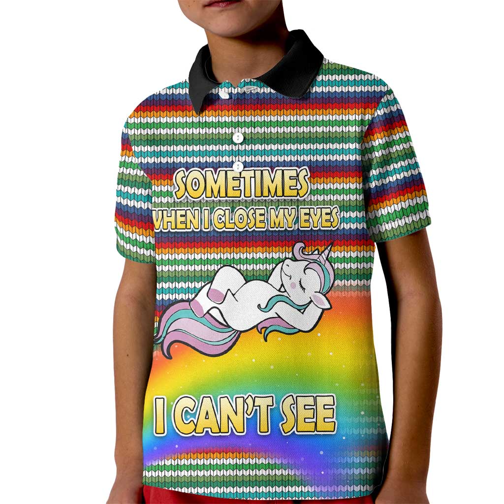 Funny Unicorn Sometimes When I Close My Eyes Christmas Kid Polo Shirt Xmas Holiday Patterns - Wonder Print Shop