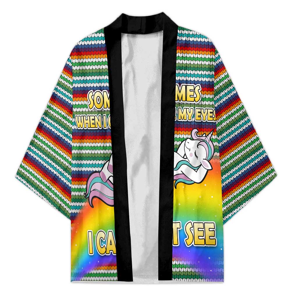 Funny Unicorn Sometimes When I Close My Eyes Christmas Kimono Xmas Holiday Patterns - Wonder Print Shop