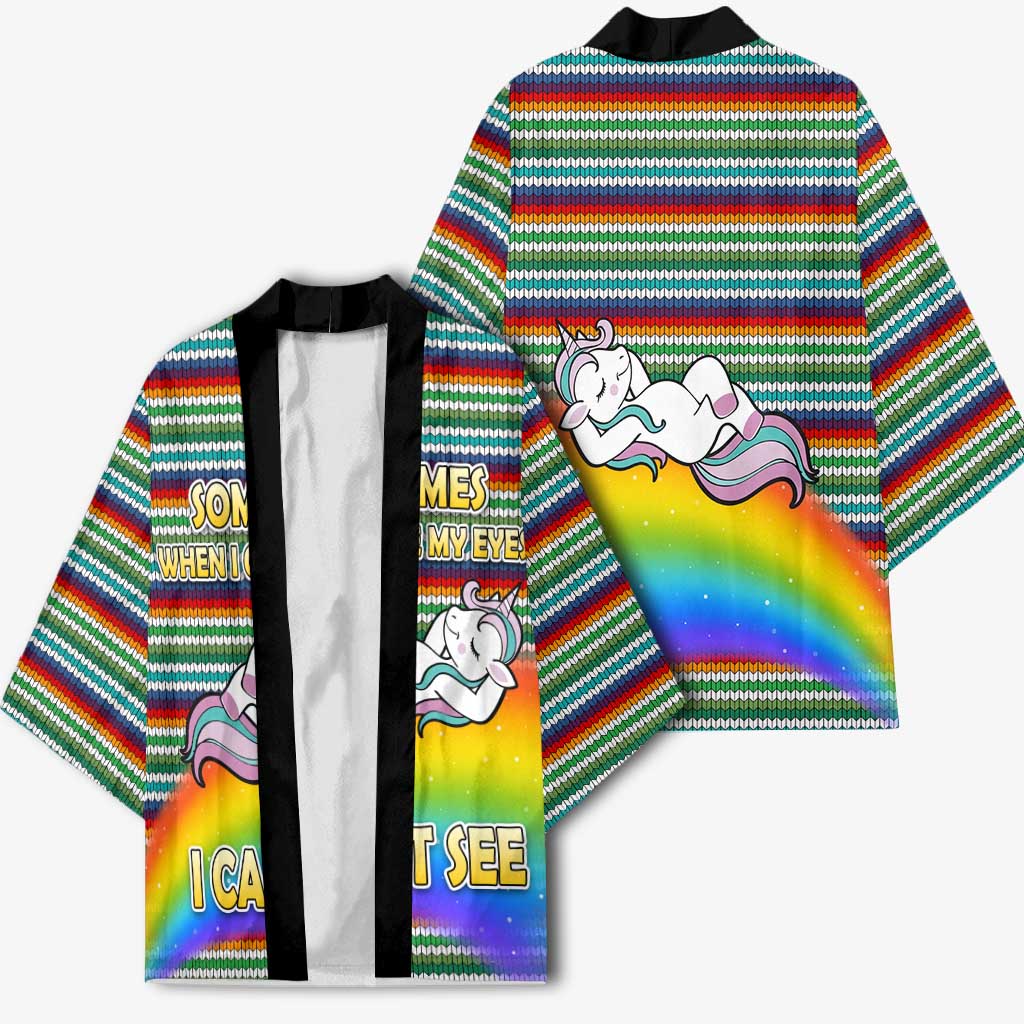 Funny Unicorn Sometimes When I Close My Eyes Christmas Kimono Xmas Holiday Patterns - Wonder Print Shop