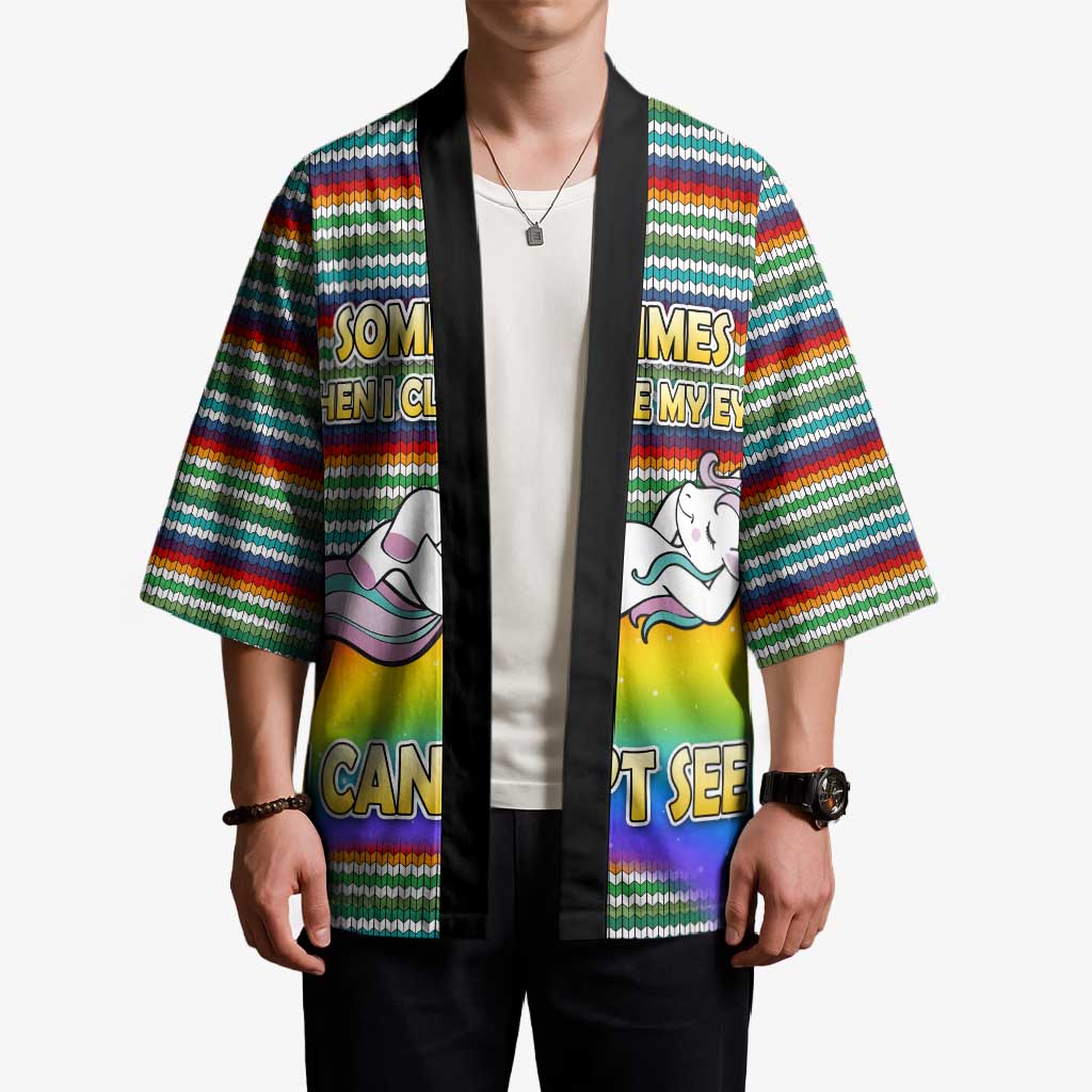 Funny Unicorn Sometimes When I Close My Eyes Christmas Kimono Xmas Holiday Patterns - Wonder Print Shop