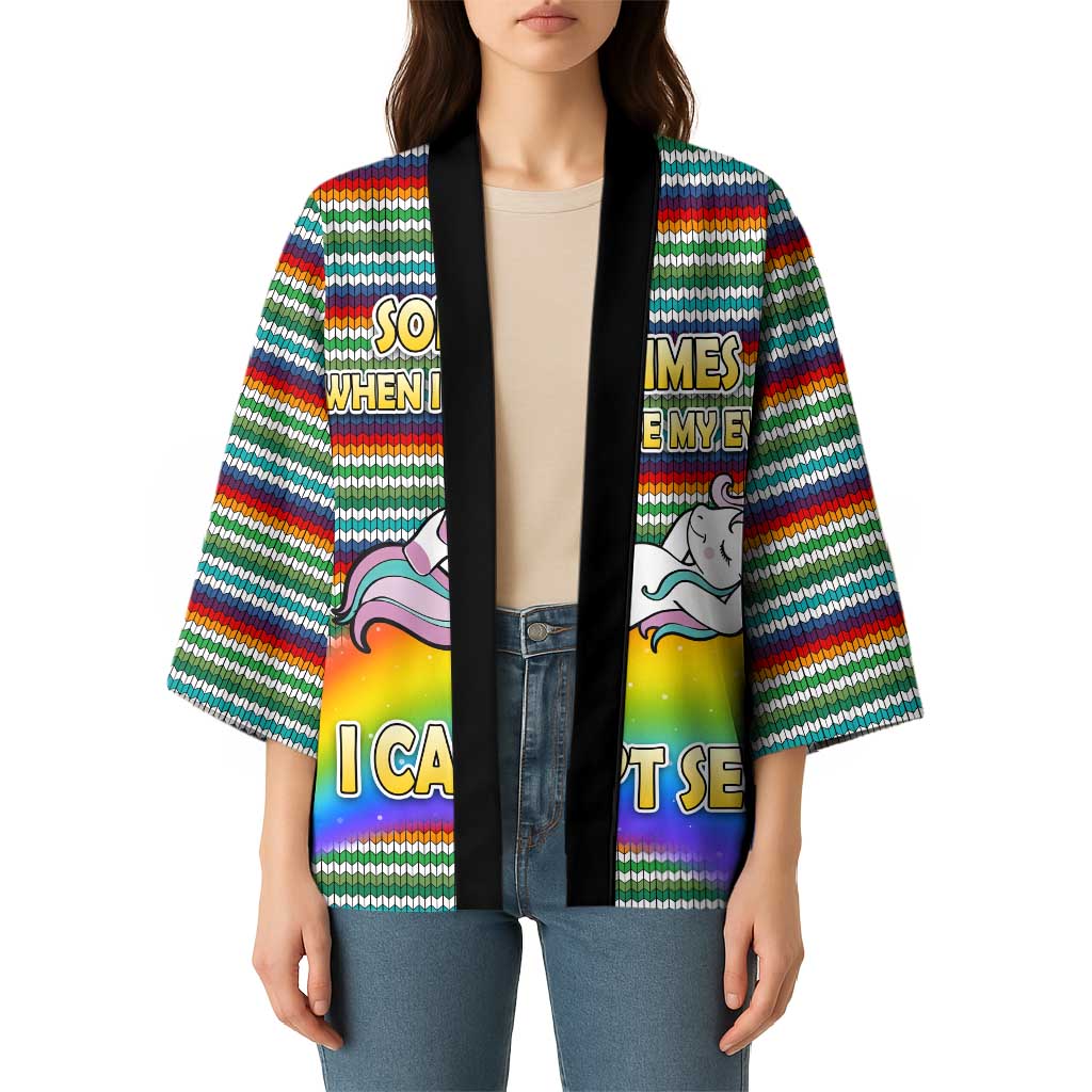 Funny Unicorn Sometimes When I Close My Eyes Christmas Kimono Xmas Holiday Patterns - Wonder Print Shop
