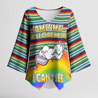 Funny Unicorn Sometimes When I Close My Eyes Christmas Kimono Sleeve Blouse Xmas Holiday Patterns - Wonder Print Shop