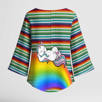 Funny Unicorn Sometimes When I Close My Eyes Christmas Kimono Sleeve Blouse Xmas Holiday Patterns - Wonder Print Shop