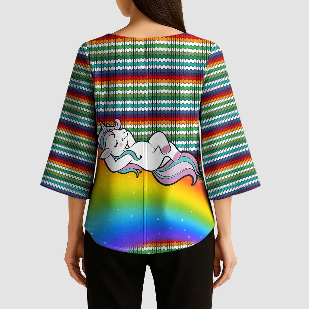 Funny Unicorn Sometimes When I Close My Eyes Christmas Kimono Sleeve Blouse Xmas Holiday Patterns - Wonder Print Shop