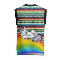 Funny Unicorn Sometimes When I Close My Eyes Christmas Knitted V-Neck Vest Xmas Holiday Patterns - Wonder Print Shop