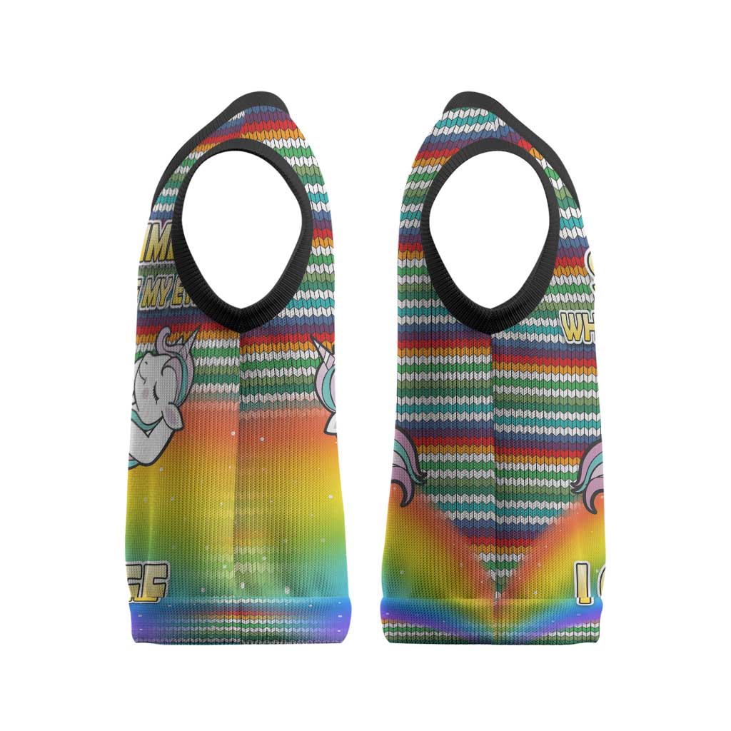 Funny Unicorn Sometimes When I Close My Eyes Christmas Knitted V-Neck Vest Xmas Holiday Patterns - Wonder Print Shop