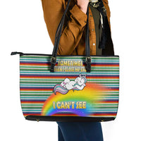 Funny Unicorn Sometimes When I Close My Eyes Christmas Leather Tote Bag Xmas Holiday Patterns - Wonder Print Shop