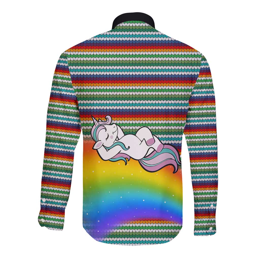 Funny Unicorn Sometimes When I Close My Eyes Christmas Long Sleeve Button Shirt Xmas Holiday Patterns - Wonder Print Shop
